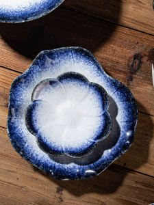 Retro Glazed Undercolor Dining Plate: Home Use Dishware for Steak & Fruit Salad