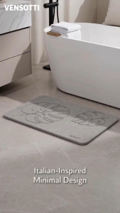 VENSOTTI NaturaFlow Diatomite Stone Mat | 3-second Instant Dry - Anti Odor & Anti Mold Easy Clean | Italian Carved Lines Mat for Bathroom/Kitchen/Balcony Floor Mat