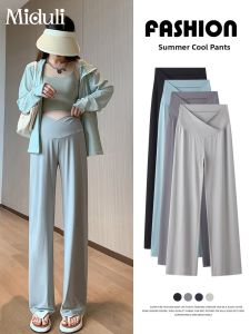 MIDULI | Summer Pregnancy Pants Thin Wide Leg