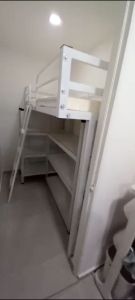Loft bed with shelf customize singapore for helper room/store room/bomb shelter/unity