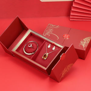 New Wedding Celebration Jewelry Box Ancient Method Bracelet Box Three Gold Jewelry Box Bridal Trunk Wedding Ring Necklace