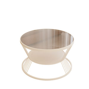 MUYUNGONG | Round Frosted Glass Tea Table Mini Creamy