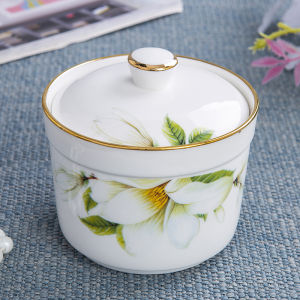 Chinese Style Ceramic Soup Bowl with Lid Seafood Soup Porridge Bowl Handmade Ceramic Soup Bowl Fresh Style for Home Use