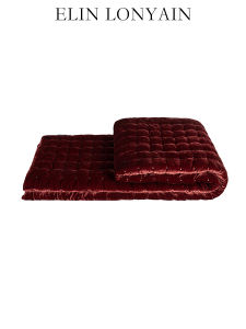 ELIN LONYAIN | Modern Simple Red Silk Velvet Quilted Throw
