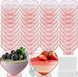 Ly Tráng Miệng Nhỏ Hình Trái Tim Màu Hồng Dùng Một Lần Trong Suốt Dùng Làm Bát Đựng Món Khai Vị Cho Đám Cưới Tiệc Sinh Nhật Cốc Đựng Thức Ăn Nhỏ
