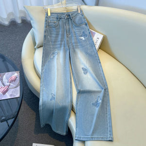 LANQIONG | Quần Jeans Nữ Lyocell Mỏng Nhẹ Ôm Dáng Thẳng Đùi Rộng