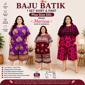 WOMEN BATIK JUMBA SHIRT & PANT 1 SET PLUS SIZE/BAJU BATIK & SELUAR SET SIZE BESAR/BAITK INDONESIA/BATIK WANITA COTTON INDONESI
