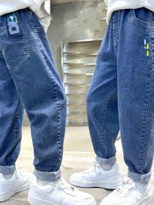 Cool Trendy Kids Jeans Autumn Wear for Big Boys Long Pants Stylish Childrens Fashionable Cotton And Spandex Breathable Elastic Waistband