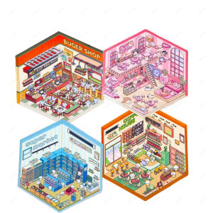 Nhãn Dán 3D DIY Hàn Quốc Cảnh Cabin Thu Nhỏ Món Quà Dễ Thương Cho Trẻ Em - Nhãn Dán Văn Phòng Phẩm Ngộ Nghĩnh Để Cảnh Quan