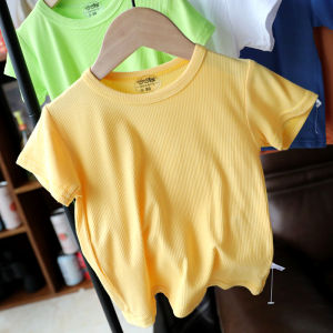 Very Soft Baby Modal Bottoming Shirt Boys and Girls White Long Sleeve T-shirt Spring and Autumn Top All-Match Solid Color 1585