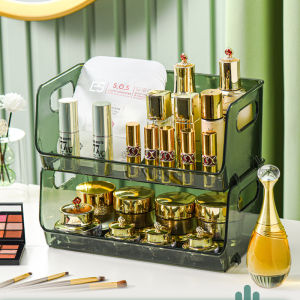 🧩พร้อมส่ง กล่องใส่เครื่องสำอาง กล่องเก็บของบนโต๊ะ โปร่งใส กล่องเก็บของ วางซ้อนกันได้