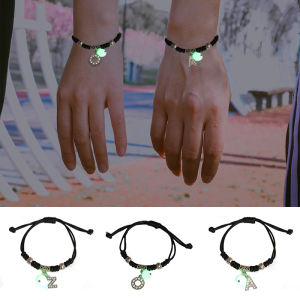 26 English Letters Luminous Bracelet Initials Braided Bracelet Couple Bracelet Friendship Jewelry Gift Fashion Women Men BFF Bracelet Glow in the Dark Initials Name Crystal Bracelet