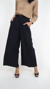 Forest Ladies Elastic Waist Wide Leg Plain Pleated Women Pants | Seluar Perempuan Palazzo - 810521