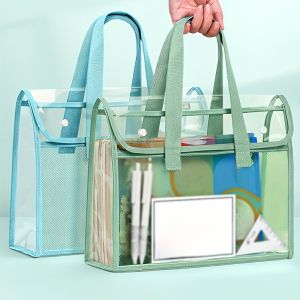 1/2/4Pcs ﻿Large Capacity PVC Storage BagTransparent Handheld Folder A4 File Pouch Portable Expandable Hand-held File Bag