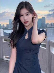 CHANGTONG | New Chinese Style Fashionable Slim Fit Bodycon Qipao Dress Summer Season Short Sleeve Stand Collar Traditional Embroidery Design