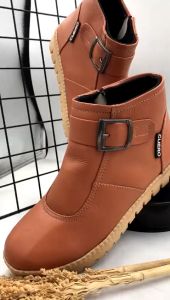 cuero sepatu boots wanita kulit sapi model farida ujung oval reseting samping termurah