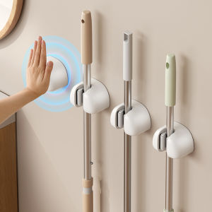 Suction Cup Mop Broom Holder  No Punch Wall Mounted Mop Storage Rack Bathroom Broom Fixing Bracket