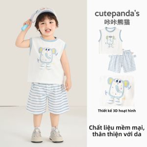CUTEPANDAS | Bộ Áo Không T Tay và Quần Short Trẻ Em Hình Thú