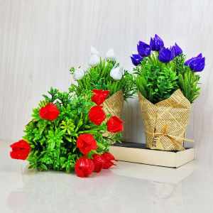 Tanaman Hias Pot Bunga Tulip Plastik Buatan Artificial Ornamen Dekorasi Pajangan Indah COD PBP88