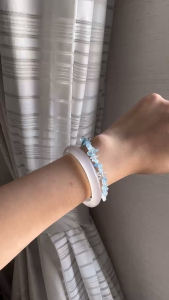 Vòng Tay Ngọc Hải Lam Aquamarine Hợp Mệnh Thủy Mệnh Mộc Khóa Bạc 925 Cao Cấp - Mang Lại Bình An Kích Thích Trực Giác -Bluegems