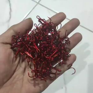 Treble Hook Merah Hitam Silver Karbon Red Mata Kail Trebel