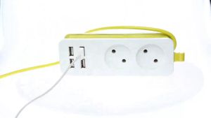 Stop Kontak Power Strip Adapter with 2 Lubang Saklar + 4 Port USB 1.5M KABEL colokan listrik 1200W