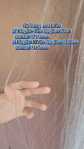 Jaring ikan siap pakai 3 lapis tinggi 15m panjang 20m pemberat lanting tanah seperti genteng