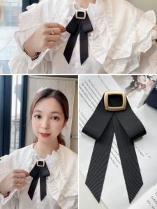 Chuyên Nghiệp Nữ Áo Sơ Mi Nơ Tie Đại Học Phong Cách JK Phiên Bản Hàn Quốc Trang Trí Ve Áo Phụ Kiện Chốt Hoa Màu Sắc Tinh Khiết Chiều Rộng Trung Bình