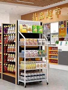 GAA Supermarket Display Rack Multi-layer Shelf Metal Large Capacity Mobile Snack Storage Rack Organizer Storage Shelf