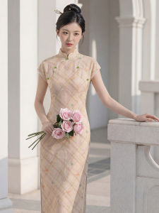 Short Sleeve Elegant Slim Waist Cheongsam Dress