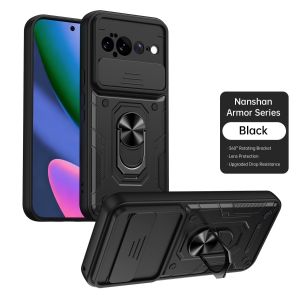 szhaiyu | Rugged Armor Magnetic Ring Bracket Phone Case For Google Pixel 10 11 Pro XL 11Pro Slide Camera Lens Protector Shockproof Cover