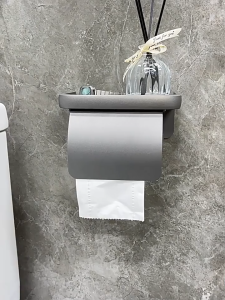 【SG seller】Toilet Roll Paper Holder Toilet Waterproof Paper Towel Holder with Lid Bathroom Perforation-Free Toilet rack