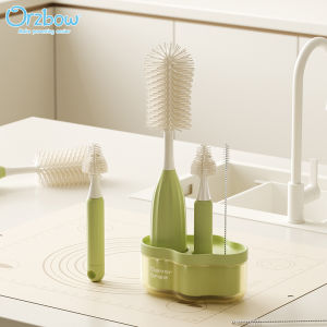 Orzbow Silicone Bottle Brush Portable Bottle Brush Set Baby Washing Bottle Travel Storage Box Portable Bottle Brush Set