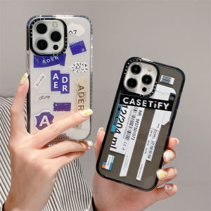 KIKI Original Glitter CASE.TIFY Cute Phone Case for iphone 15 15pro 15promax 15plus 14 14Pro 14ProMax 11 12 13promax Cartoon Creative Box label doodle pattern Shock-proof soft case High quality air cushion protection Official New Design Black