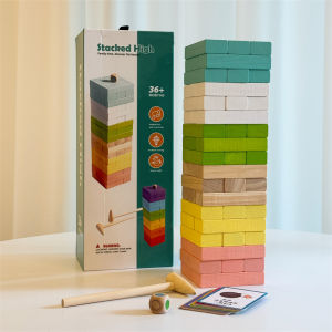 Wooden Balance Game Stacking Blocks Childrens Desktop Game for Ages 3-6 Kids Parent-Child Game Stability Fun Educational Toy