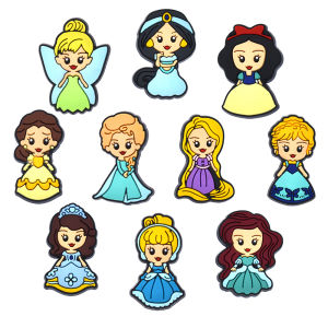 Mesuca | 10-100Pcs Princess Series Cute Shoe Charms for Clogs Sandals Decoration Shoes Accessories Buckle for Girl Friends Gift