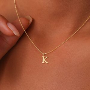 A-Z Initial Necklace 18K Gold Plated Necklace Cute Letter Stainless Steel Necklace for Women