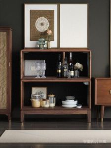 Black Walnut Wooden Squares Bookcase Bookshelf Floor Minimalist Living Room Partition Storage Rack Wall Storage Display Cabinet