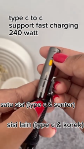 Kabel Data TUTI Fast Charging Type C 240W dengan Lampu LED dan Pembisingan - 0.5M/1.2M/2M - Desain Serat Melamun Hitam Berkilau