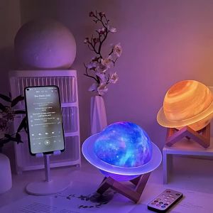Romantic Wireless Bluetooth Speaker Saturn Light Color Light 3D HiFi Stereo Subwoofer Sound  Home Atmosphere Light Speakers