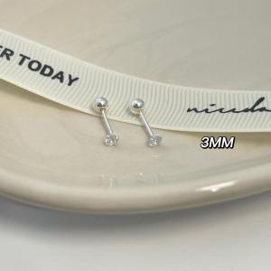 S925 Silver White Water Diamond Womens Screw Button Ear Bone Pins High-End Sensation 2024 New Trend Ear Caring Hole Ear Jewelry