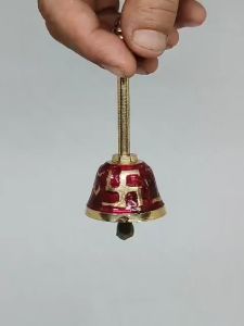 กระดิ่ง สายมู บูชาเทพ กระดิ่ง ทองเหลือง กระดิ่งด้ามจับ กระดิ่งพิธี หล่อ หนา เรียบ เสียงใส จากประเทศอินเดียปากกว้าง1.5นิ้ว HB-012