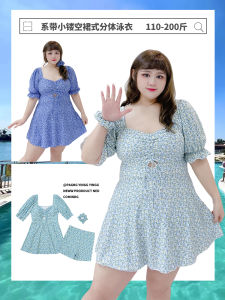 Floral Print Thermal Spa Swimsuit Two-Piece Swimwear for Plump Young Girls V-Neck Womens Fitness Swimming Costume