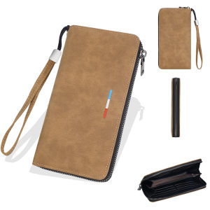 กระเป๋าสตางค์ผู้ชายแบบยาว ดีไซน์ซิป ช่องใส่บัตรหลายช่อง ความจุเยอะ ใส่โทรศัพท์และเหรียญได้ คุณภาพสูง สไตล์คลัทช์