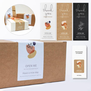 50 Sheets/White/Brown/Black Rectangular Stickers Gift Box Sealed Stickers Thank You Sealing Paste Coated Waterproof Stickers