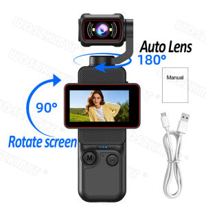 Action Camera With 180° Auto Lens 90°Rotate Screen 1080P WiFi Function Pocket Gimbal Camera Mini Cam Sports DV Bodycam for Vlog