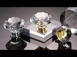 2pcs Crystal Glass Cabinet Knobs 40mm Diamond Shape Decorative Pulls Handles for Kitchen Office Cupboard Drawers