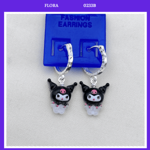 FLORA 0233B - Bông tai bạc ta hình Kuromi tức giận dành cho bé gái