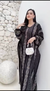 Gamis Kaftan Jumbo Motif Ethnic model terbaru simple mewah elegan jumbo XXL Gaun Muslimah