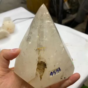 1 viên đá thạch anh trắng tự nhiên mài bóng dùng làm trang trí decor thanh tẩy ( đá thật chuẩn việt )5712